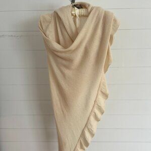 PLY Cashmere Ruffled Wrap Shawl – Soft Cream | One Size